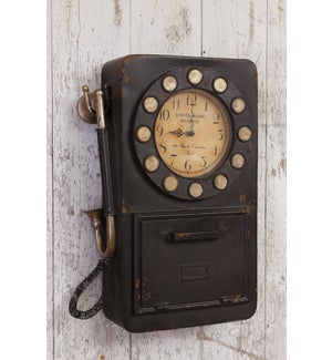 Wall Clock - Vintage Phone With Key Compartment