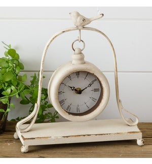 Distressed Mantel Clock with Bird Detail
