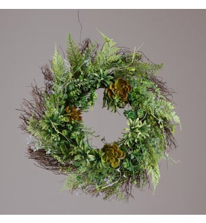 Wreath - Twig, Ferns, Succulents