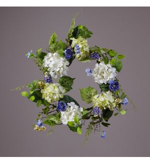 Wreath - Hydrangea, Green, Cream and Blue Accents