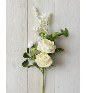 Pick - Cream Rose, White Asst Flowers, Foliage