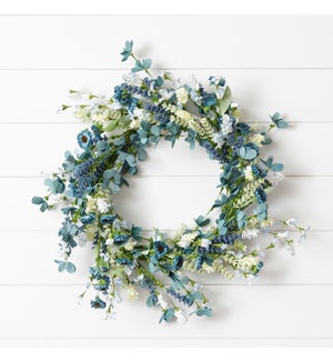 Wreath - Shades Of Blue Flowers And Foliage