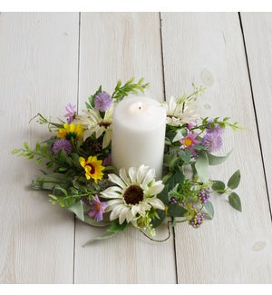 Candle Ring - Cream Daisies, Lavender Billy Buttons