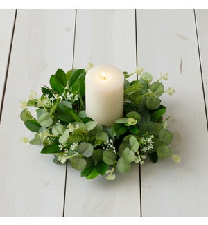 Candle Ring - Seeded Eucalyptus & Asst. Foliage