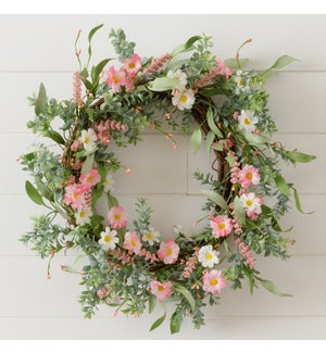 Wreath - Pink And White Daisies
