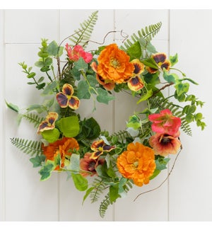 Wreath - Poppy and Pansy with Greenery