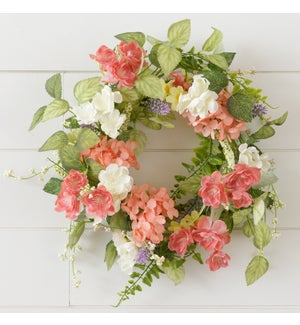 Wreath - Pink Hydrangea and Wildflowers