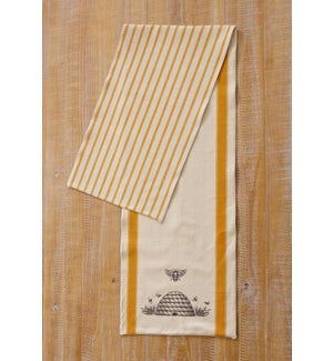 Reversible Table Runner - Bee Hive And Stripes