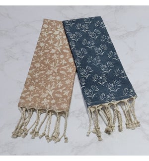 Tea Towels - Navy and Sandstone Floral Block Print