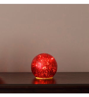 Lit Glass Ball - Small Red