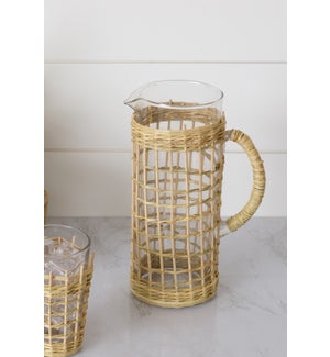 Glass Pitcher With Seagrass Sleeve