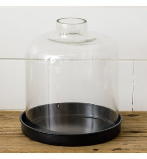 Domed Glass Candle Holder With Tray
