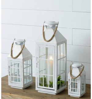Lanterns - Distressed White and Gold