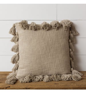 Pillow - Taupe Tassels