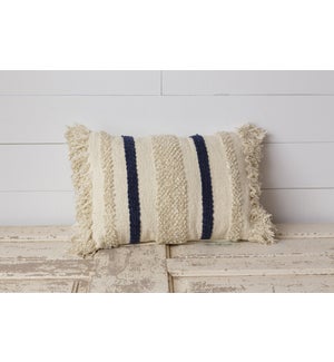 Pillow - Woven with Navy Blue Stripes and Sequins