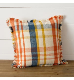 Brushed Cotton Flannel Pillow - Navy, Rust, Mustard