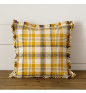 Brushed Cotton Flannel Pillow - Mustard, Warm Gray