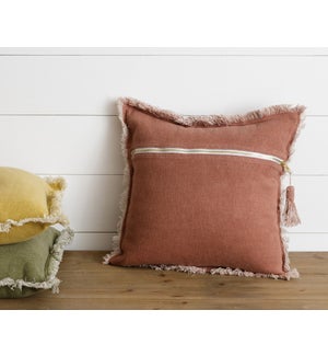 Red Stone Washed Tassel Pillow