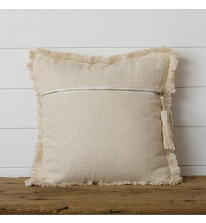 Cream Stone Washed Tassel Pillow