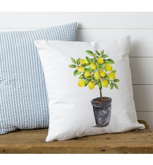 Reversible Pillow - Lemon Topiary   Blue Seersucker