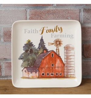 "Plate - Square, Faith Family Farming"