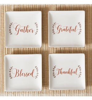 Square Plates - Gather, Thankful, Grateful, Blessed