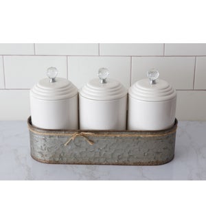 Canister Set with Galvanized Caddy