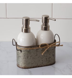 Soap Dispensers with Galvanized Caddy