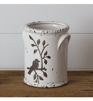 Pottery - Birds N Branches Crock, Large