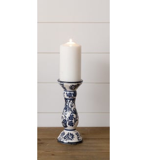 Taper/Pillar Candle Holder - Blue Floral, Md