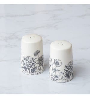 Black and White Botanical Salt and Pepper Shakers