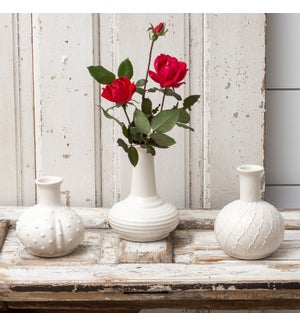 Textured Cream Bud Vases