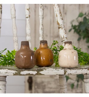 Mini Bud Vases - Brown, Mustard, and Cream