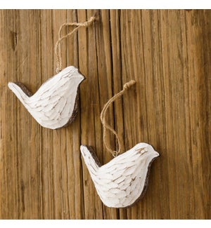 Carved Faux Wood Bird Ornaments