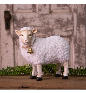 Wooly Lamb with Gold Bell Figure