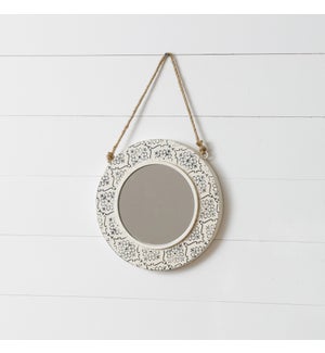 White Embossed Mirror, Small