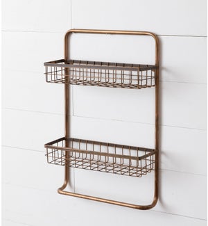 Two-Tiered Organizer with Towel Holder, Copper