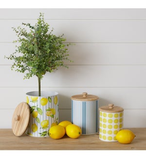 Canisters - Lemon And Blue Stripes