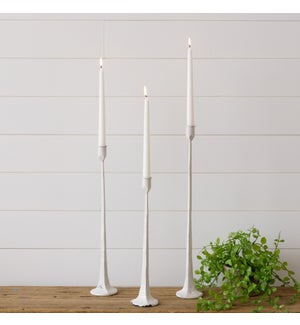 Hand Forged Metal Candle Holders, White