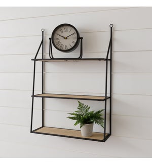 Three-Tiered Metal and Wood Shelf