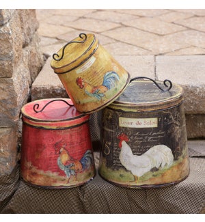 Canisters - Roosters  Nested  Round