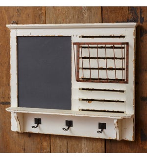 Chalkboard With Hooks And Wire Rack