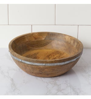 Bowl - Wood With Metal Embellishment, Lg
