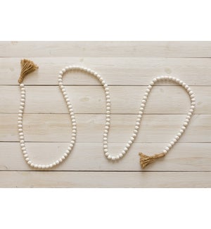 Distressed White Farmhouse Beads With Tassels