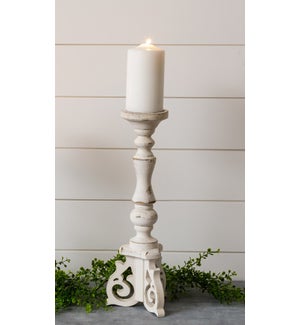 Distressed Candle Holder with Corbel Feet, Lg