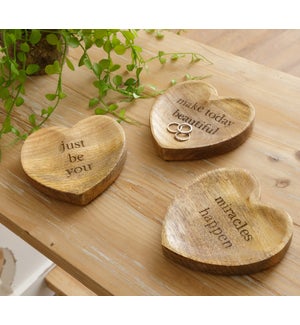 Mango Wood Heart Trinket Trays