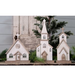 Whitewashed Wooden Church Figures