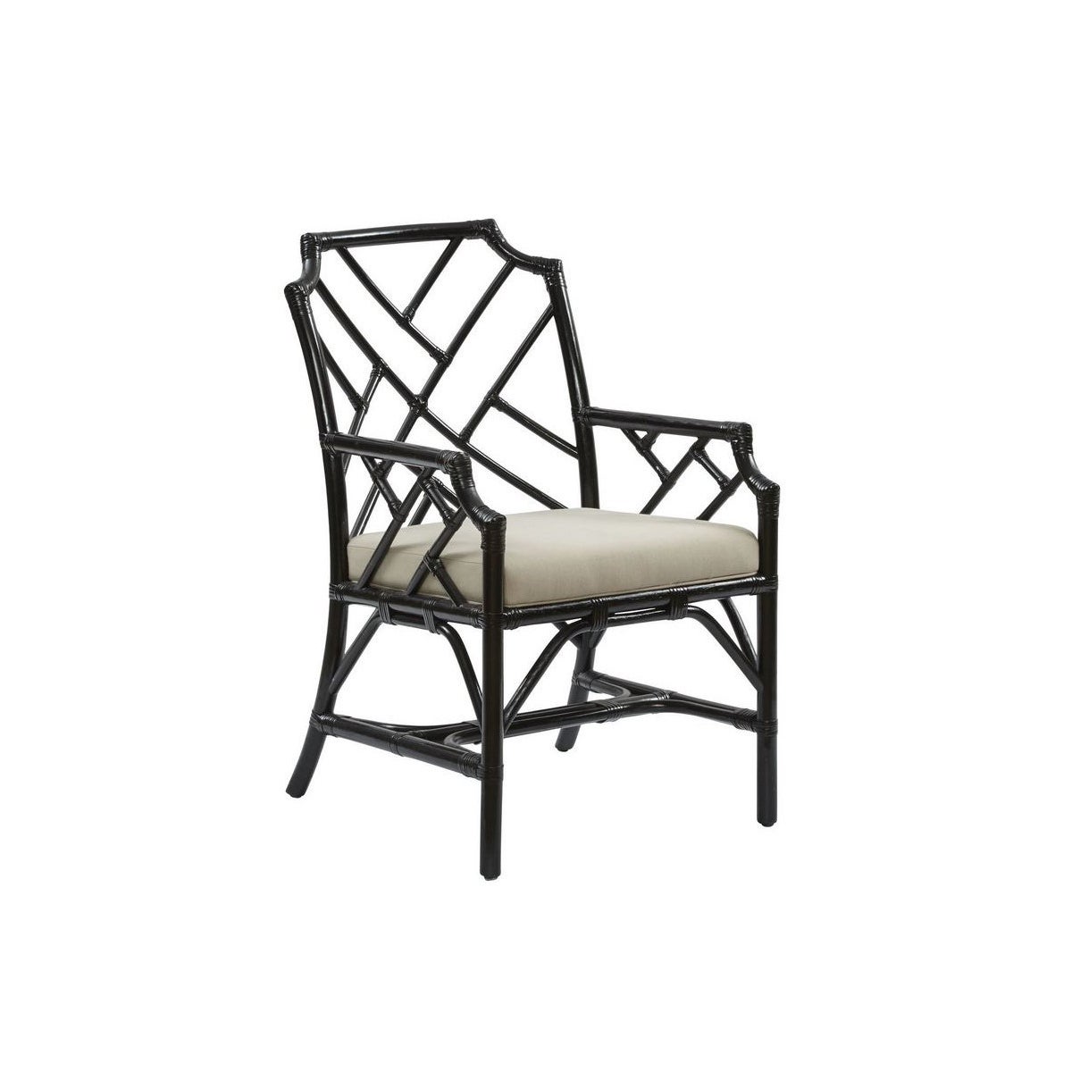 Palm Beach Chippendale Arm Chair Unpainted - "Select Your Color" Cushion Color - CreamRattan Fram