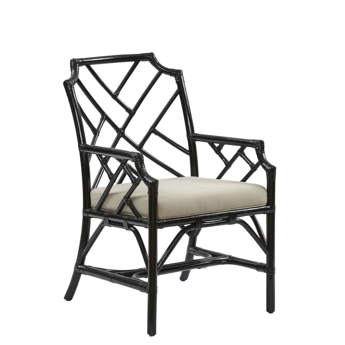 Palm Beach Chippendale Arm Chair Unpainted - "Select Your Color" Cushion Color - CreamRattan Fram
