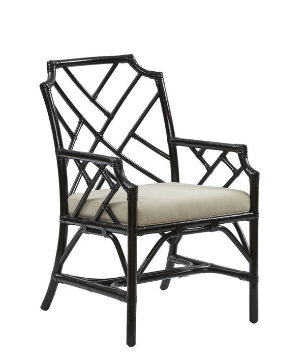 Palm Beach Chippendale Arm Chair Unpainted - "Select Your Color" Cushion Color - CreamRattan Fram